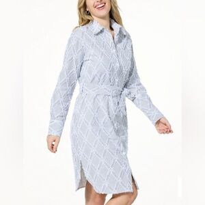 Kathy Ireland Fashion 360 Angelina Long Sleeve Belted Shacket Dress Size 2X